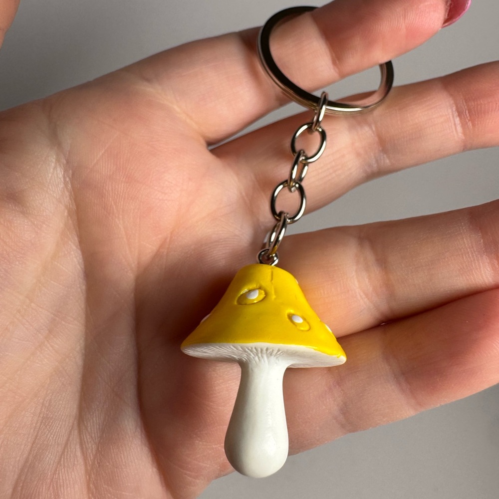 Mushroom Resin Bag Charm (Comes in Multiple Colors) Boho Fairy Garden Keychain - Picture 6 of 6